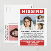 UW Foto's en tekst "MISSING" Briefkaart (Voorkant / Achterkant)