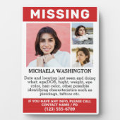 UW Foto's en tekst "MISSING" Fotoplaat (voorkant)