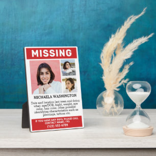 UW Foto's en tekst "MISSING" Fotoplaat