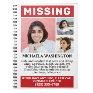 UW Foto's en tekst "MISSING" Notitieboek