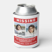 UW Foto's en tekst "MISSING PERSON" Blikjeskoeler (Blikje Voorkant)