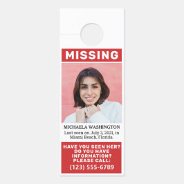 UW Foto's en tekst "MISSING PERSON" Deurhanger