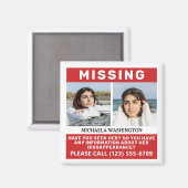 UW Foto's en tekst "MISSING PERSON" Magneet (Voorkant / Achterkant)