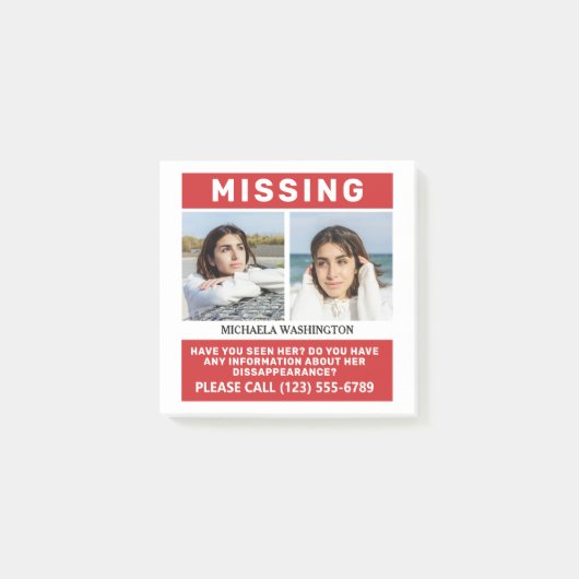 UW Foto's en tekst "MISSING PERSON" Post-it® Notes (Voorkant)