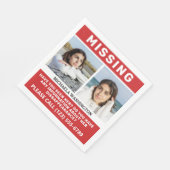 UW Foto's en tekst "MISSING PERSON" Servet (Hoek)