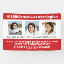 UW Foto's en tekst "MISSING PERSON"