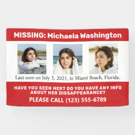 UW Foto's en tekst "MISSING PERSON" Spandoek