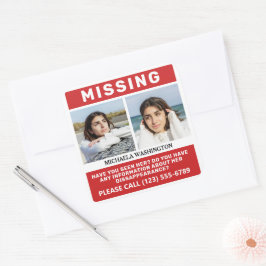 UW Foto's en tekst "MISSING PERSON" Vierkante Sticker