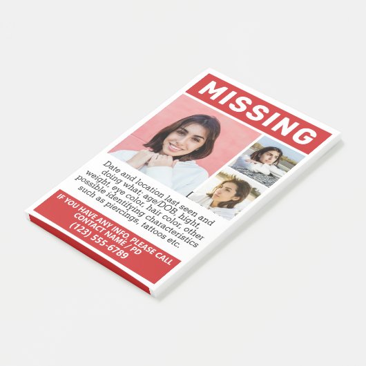 UW Foto's en tekst "MISSING" Post-it® Notes (Schuin)