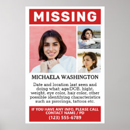 UW Foto's en tekst "MISSING" Poster