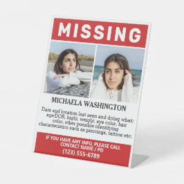 UW Foto's en tekst "MISSING" Reclamebord Met Voetstuk