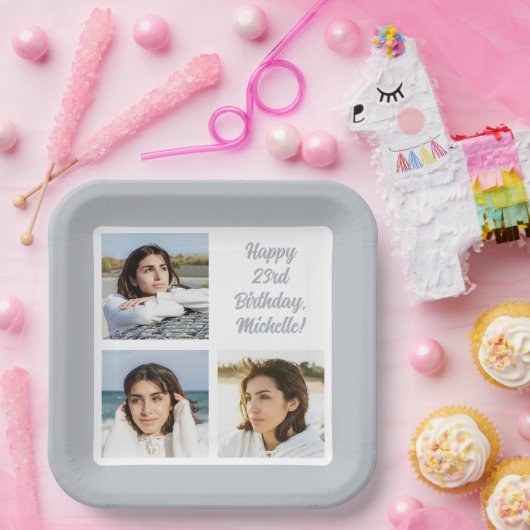 UW foto's en tekst Papieren Bordje (Feest)