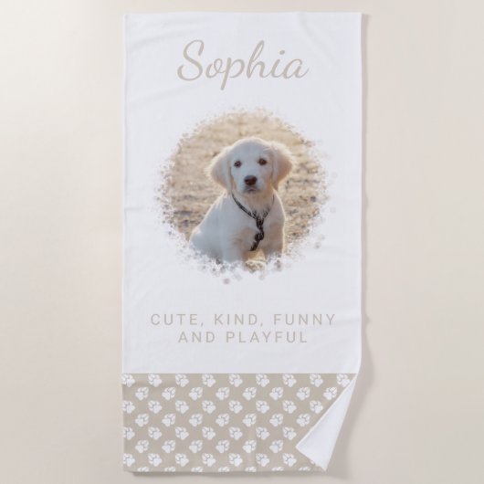 Uw foto's en witte pagina's op beige en aangepaste strandlaken (Voorkant)