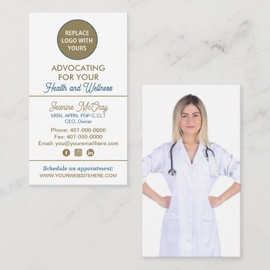 Uw foto's Gezondheidszorg Professionele Sjabloon Visitekaartje (Voorkant / Achterkant)