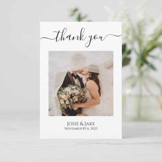 Uw foto's minimalistische bruiloft bedankt uw kaar kaart (Staand voorkant)