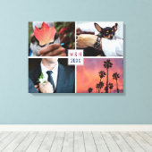 UW FOTO'S, MONOGRAM EN JAARLIJKS aangepaste canvas Afdruk (Insitu (Houten vloer))