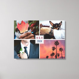 UW FOTO'S, MONOGRAM EN JAARLIJKS aangepaste canvas Afdruk