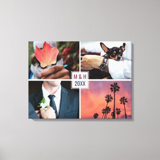 UW FOTO'S, MONOGRAM EN JAARLIJKS aangepaste canvas Afdruk (Voorkant)