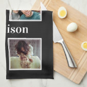 UW foto's, naam en keukenhanddoek in kleur (Quarter Fold)