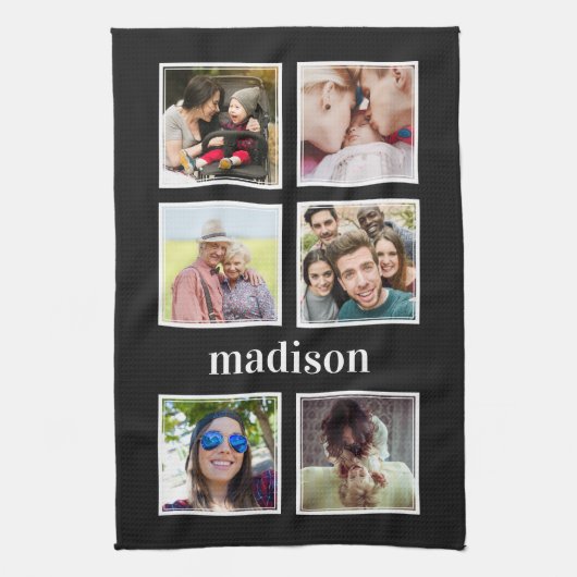 UW foto's, naam en keukenhanddoek in kleur (Verticaal)