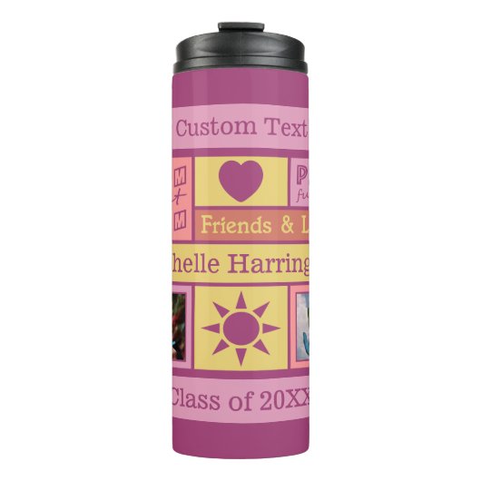 UW FOTO'S, NAAM EN TEKST aangepaste slaapkamertumb Thermosbeker (Voorkant)