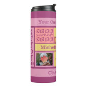 UW FOTO'S, NAAM EN TEKST aangepaste slaapkamertumb Thermosbeker (Gedraaid links)