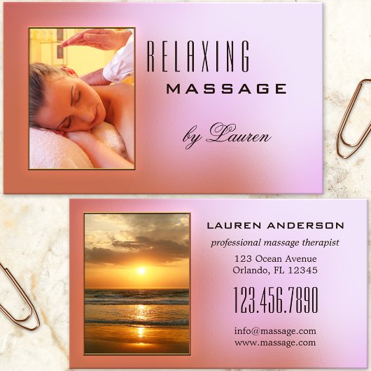 Uw foto's Roze massage Therapistische Visitekaartj Visitekaartje