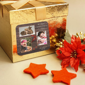 Uw foto's Rustic Wood kerstFeestdagen Sticker