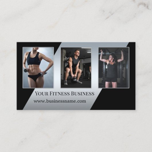 Uw foto's Silver Black Personal Trainer Visitekaartje (Voorkant)