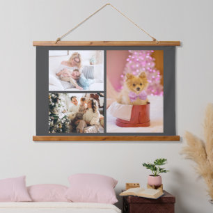 Uw foto's uit de 3-reeks hangen in een handboek hangend wandkleed