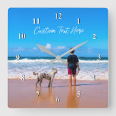 Uw Fotowandklok Gift met aangepaste tekstnaam Vierkante Klok (Voorkant)