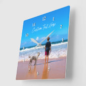 Uw Fotowandklok Gift met aangepaste tekstnaam Vierkante Klok (Hoek)