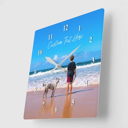 Uw Fotowandklok Gift met aangepaste tekstnaam Vierkante Klok (Hoek)