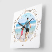 Uw Fotowandklok met aangepaste tekst Vierkante Klok (Hoek)