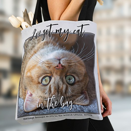 Uw Funny Photo Cat in de Bag Canvas tas