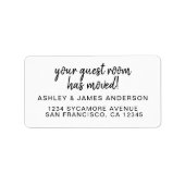 Uw gastkamer heeft zwart wit nieuw adres verplaats etiket (Voorkant)
