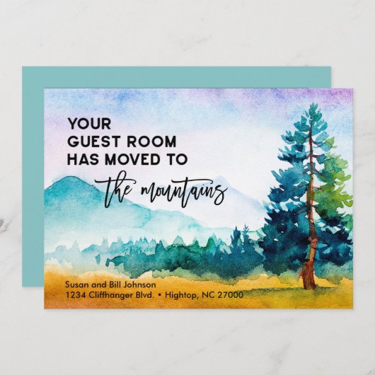 Uw gastkamer verplaatst naar het bergen New Home Aankondiging (Voorkant / Achterkant)