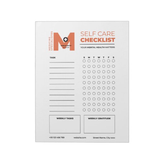 Uw geestelijke gezondheid: zelfzorg checklist notitieblok (Linkerzijde)