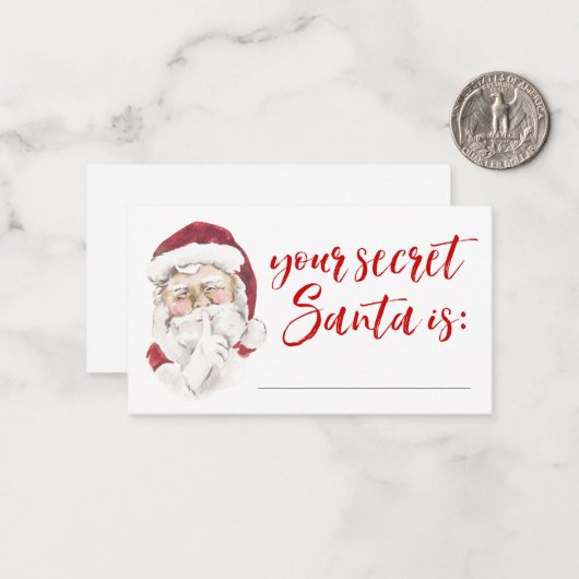 Uw geheime Santa Gift Exchange Raffle Kaart Notitiekaartje (Voorkant / Achterkant in situ)