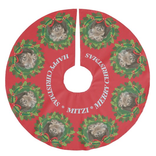 UW GEIT- of PET-FOTO'S en Naam Kerstmis Kerstboom Rok (Voorkant)