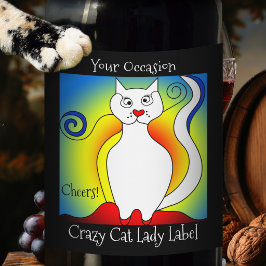 Uw Gelegenheid Crazy Cat Lady Wijnlabel Wijn Etiket