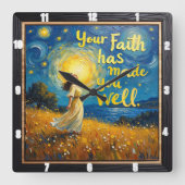 Uw geloof heeft u gezond gemaakt vierkante klok (Voorkant)