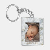 Uw gepersonaliseerde elegante blauwe grijze marmer sleutelhanger (Voorkant Links)