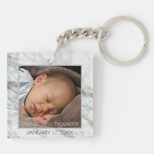 Uw gepersonaliseerde elegante blauwe grijze marmer sleutelhanger