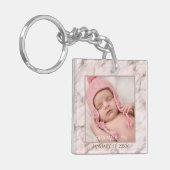 Uw gepersonaliseerde elegante roze kleurige marmer sleutelhanger (Voorkant Links)