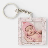 Uw gepersonaliseerde elegante roze kleurige marmer sleutelhanger (Voorkant)