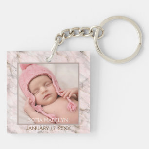 Uw gepersonaliseerde elegante roze kleurige marmer sleutelhanger