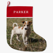 Uw gepersonaliseerde huisdier foto aangepaste rood grote kerstsok (Voorkant)