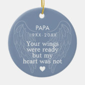 Uw Gepersonaliseerde Memorial Heart Blue Keramisch Ornament (Voorkant)