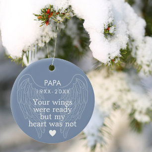Uw Gepersonaliseerde Memorial Heart Blue Keramisch Ornament